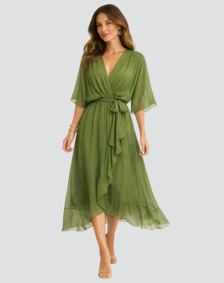 Women's Wedding Guest Wrap Midi Dress