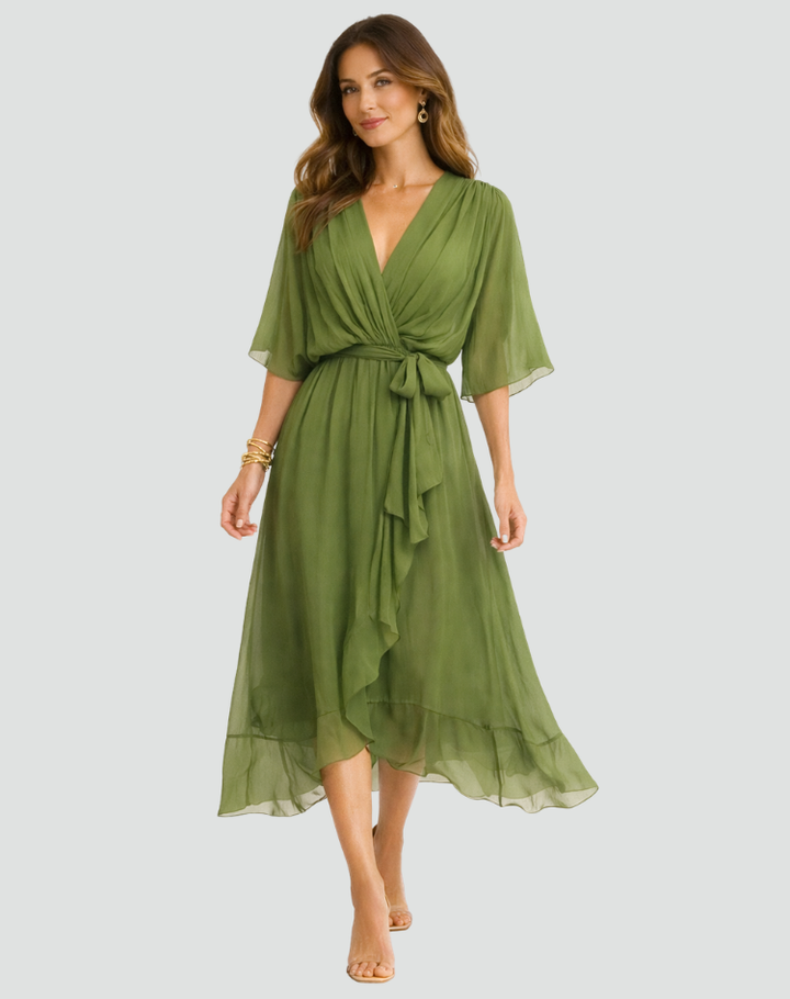Women's Wedding Guest Wrap Midi Dress