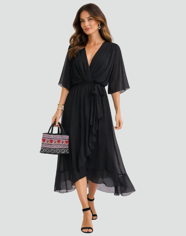 Women's Wedding Guest Wrap Midi Dress