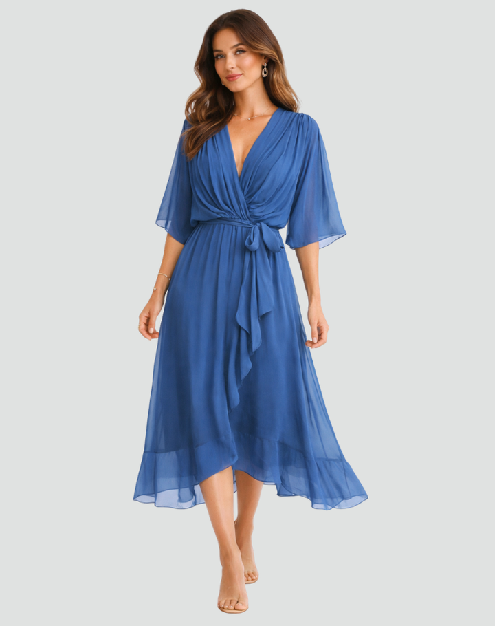 Women's Wedding Guest Wrap Midi Dress