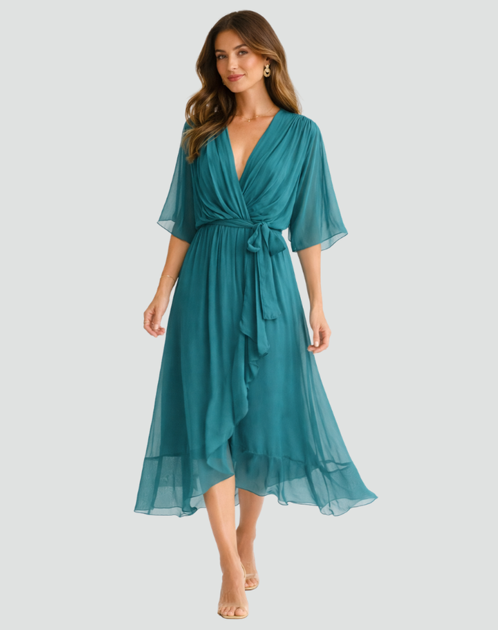 Women's Wedding Guest Wrap Midi Dress