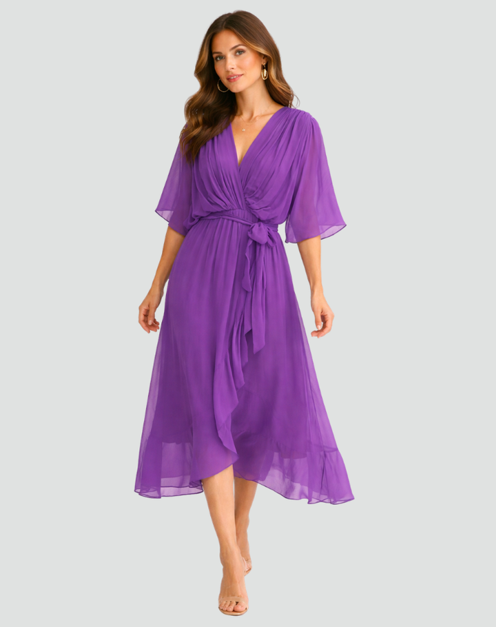 Women's Wedding Guest Wrap Midi Dress