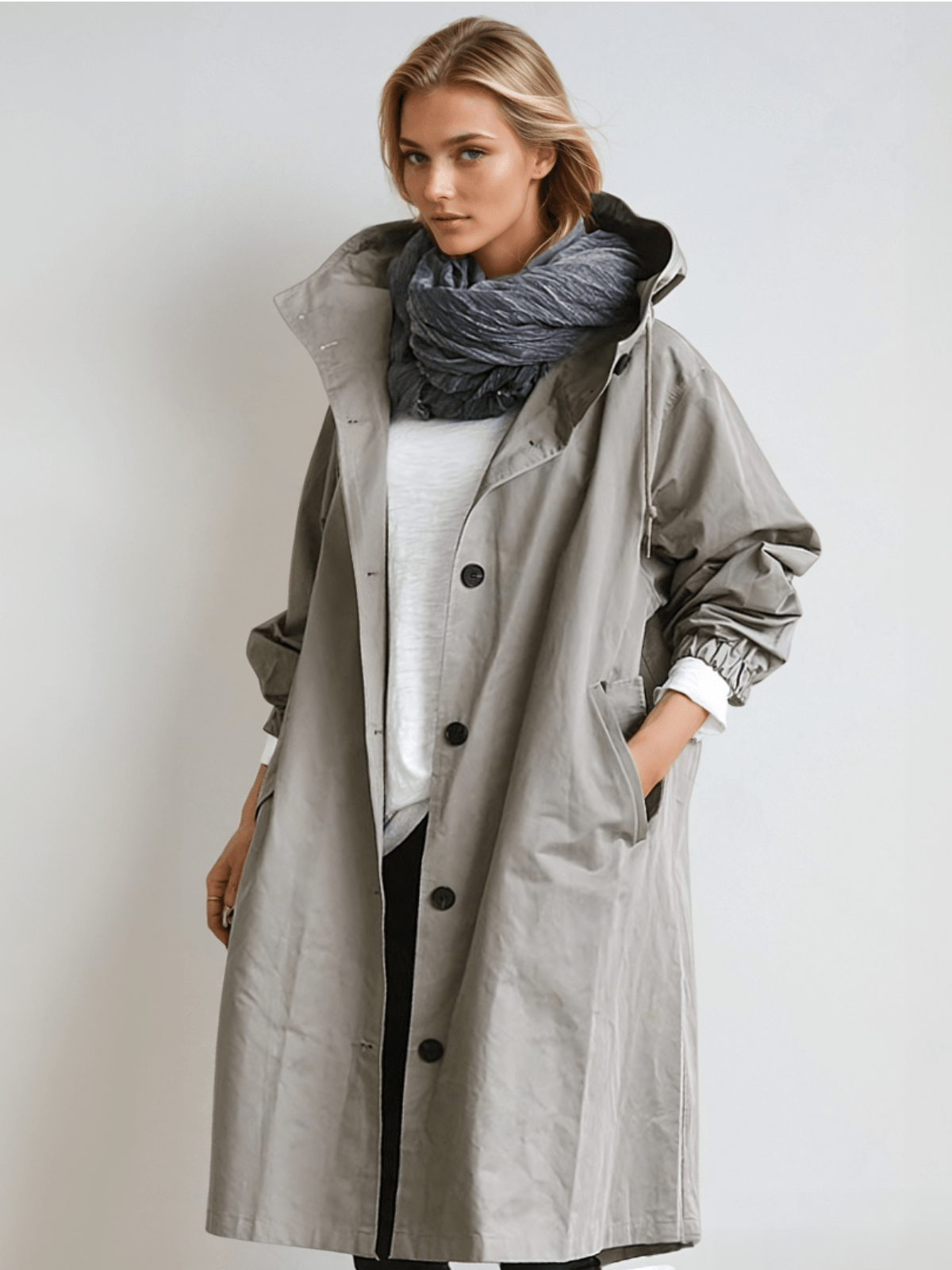 Gabardina de corte holgado para mujer