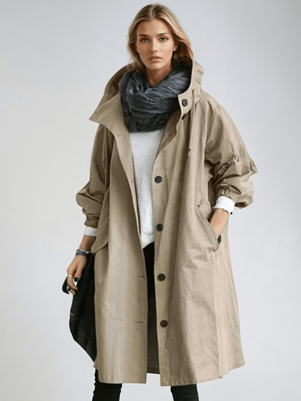 Gabardina de corte holgado para mujer