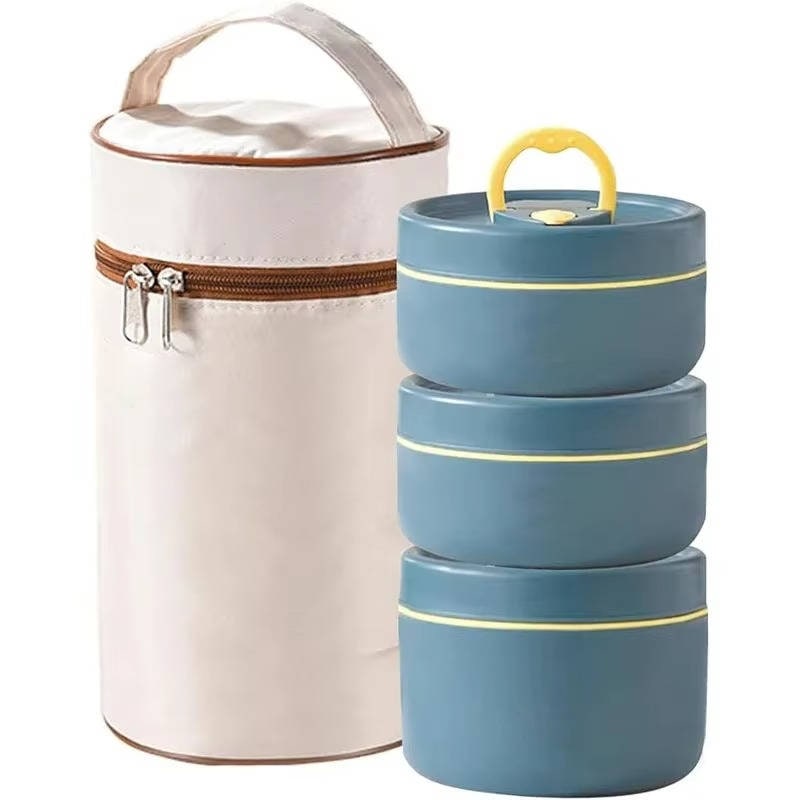 Lunch Boxes with Bento Containers Insulated Carrying Bag and Stackable Design - Image 1