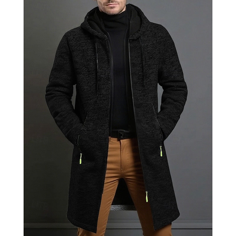 Cappotto lungo con cappuccio da uomo