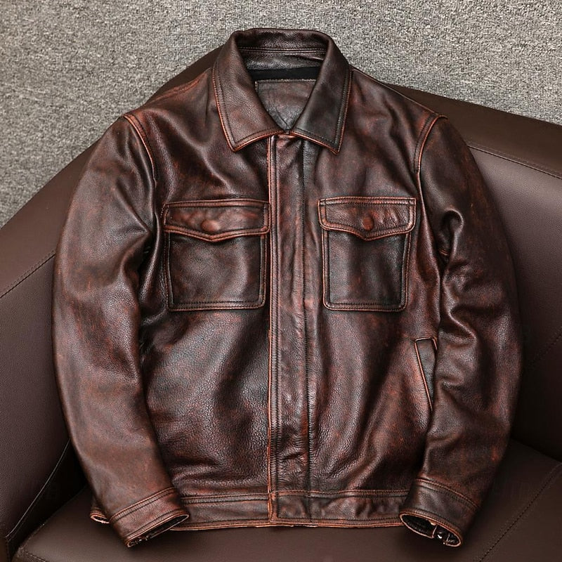 Men's Biker Jacket with Zip Front