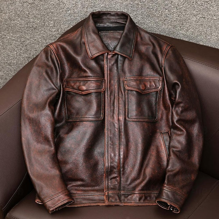 Men's Biker Jacket with Zip Front