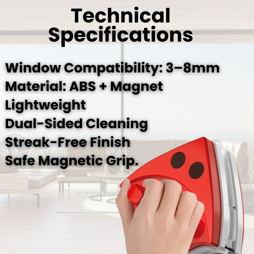 Magnetic Window Cleaner with Double-Sided Squeegee and Safety Rope - Image 3
