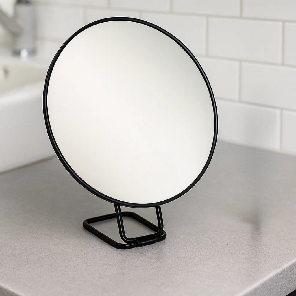 Magnifying Vanity Mirror with Foldable Stand and Handheld Tweezers - Image 2