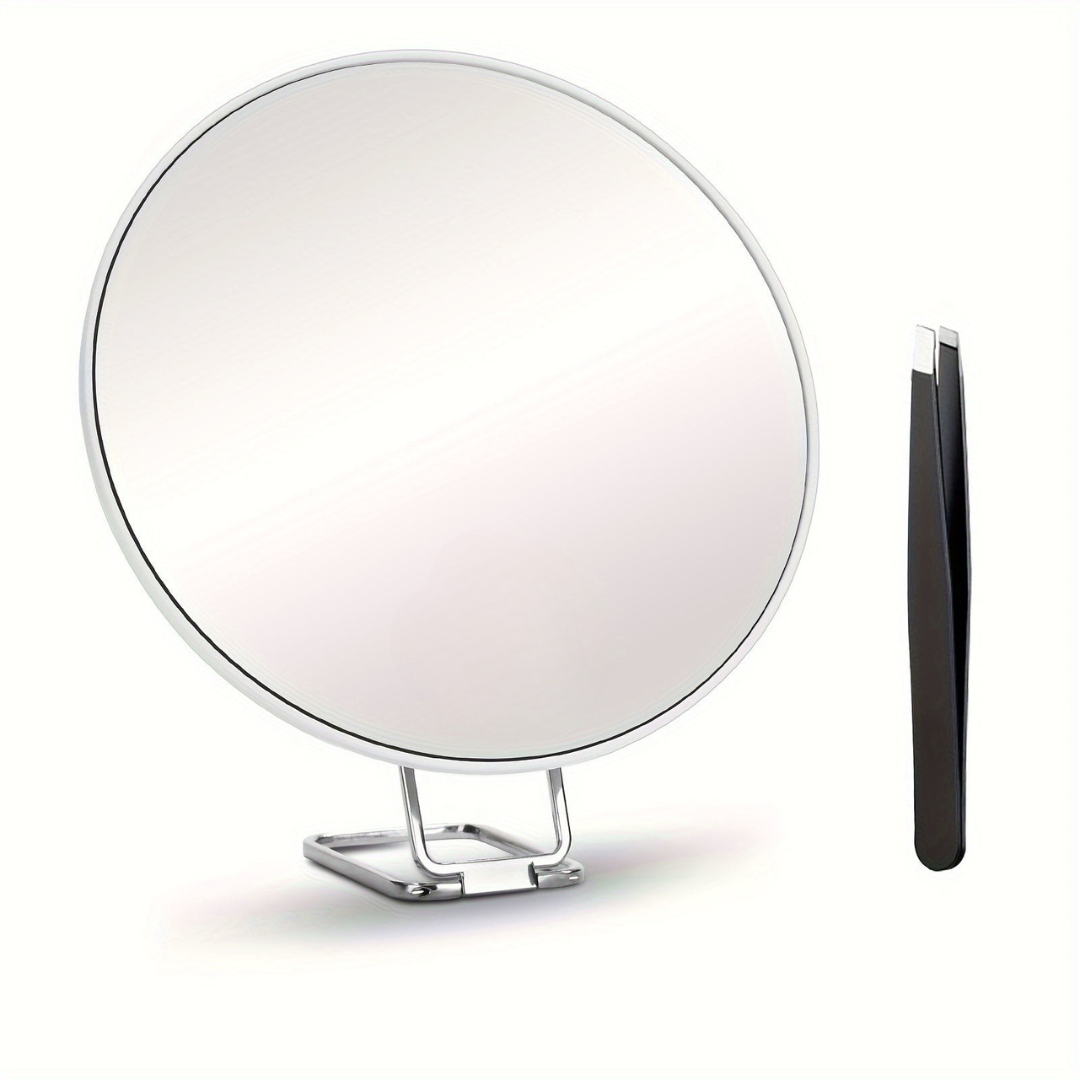 Magnifying Vanity Mirror with Foldable Stand and Handheld Tweezers - Image 6