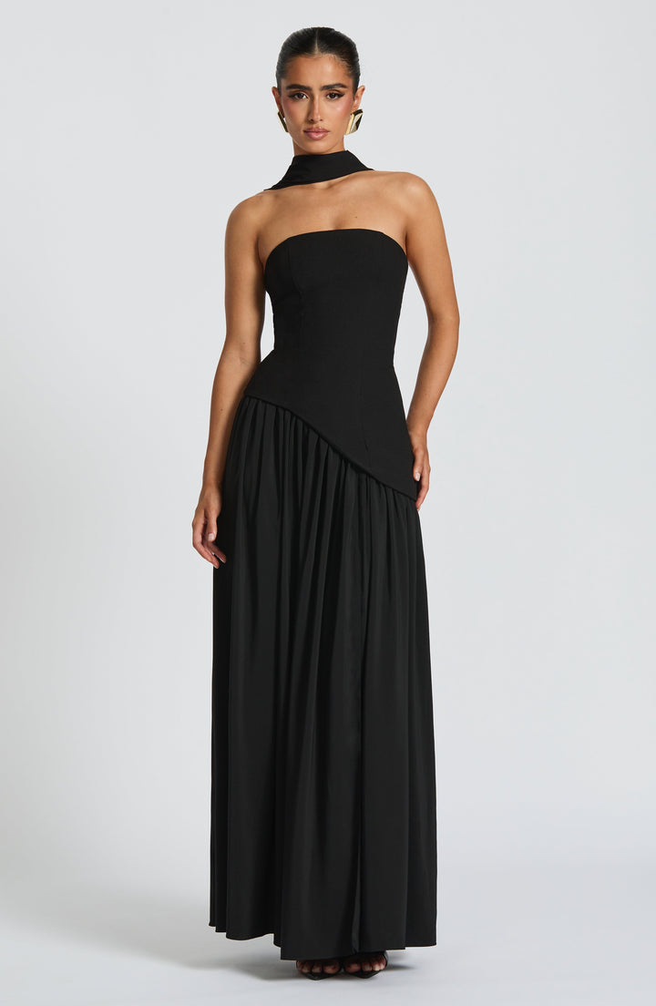 Women's Strapless Pleated Maxi Dress