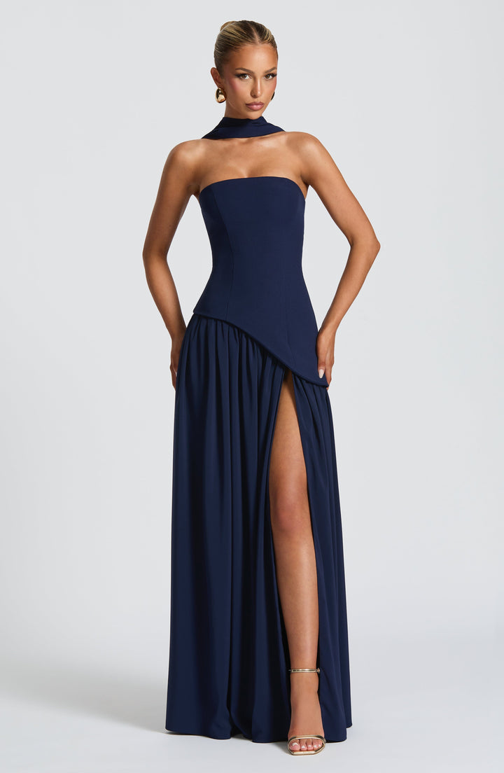 Women's Strapless Pleated Maxi Dress