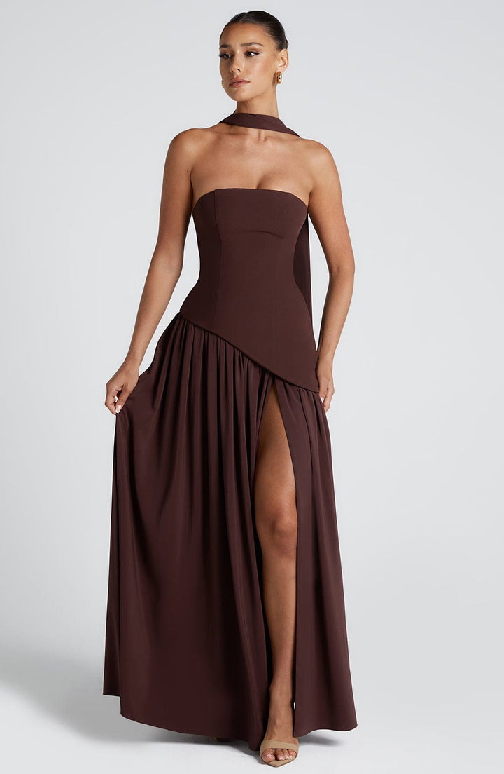 Women's Strapless Pleated Maxi Dress
