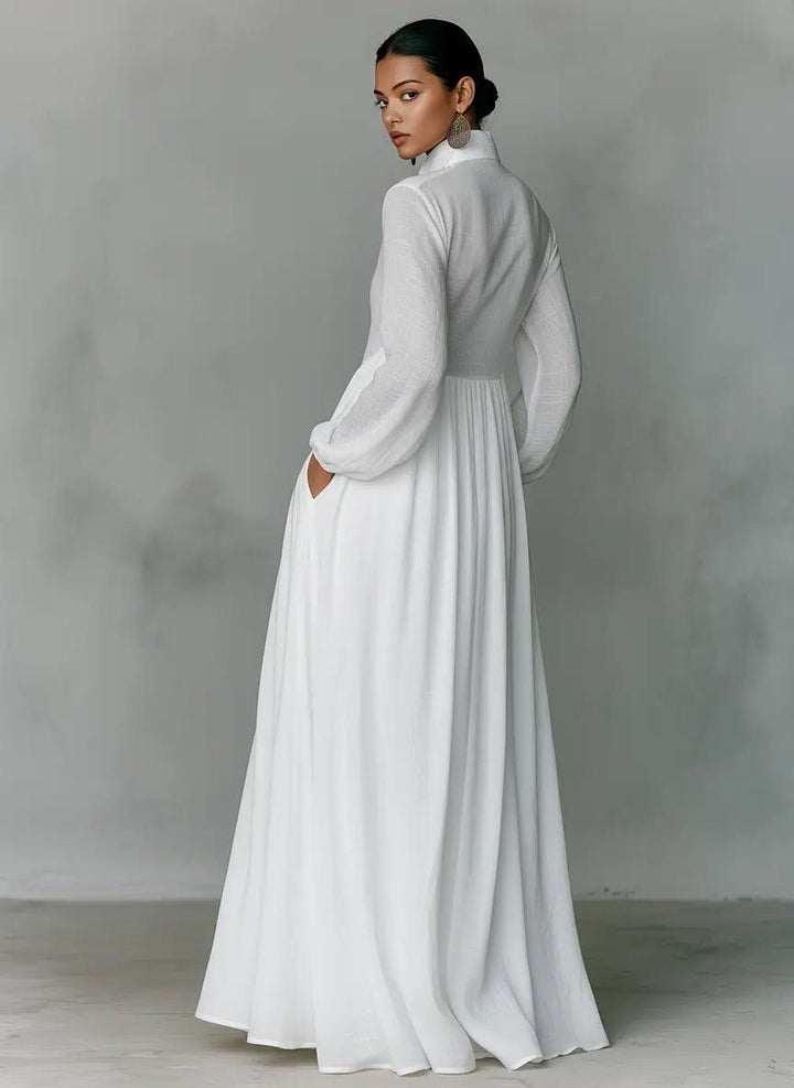 Women's Linen Blend Maxi Shirt Dress