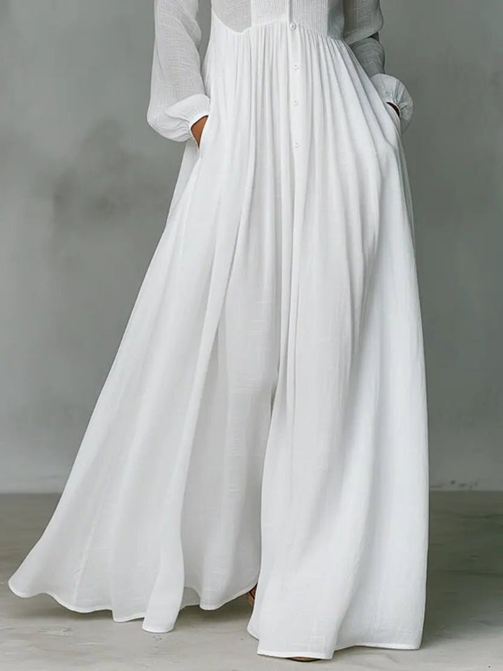 Women's Linen Blend Maxi Shirt Dress