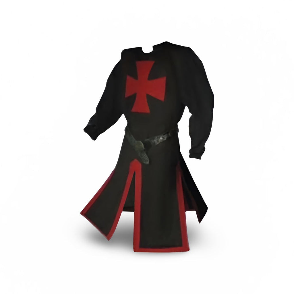 Medieval Knight Costume Tunic with Templar Cross and Hooded Cloak for Cosplay - Image 3