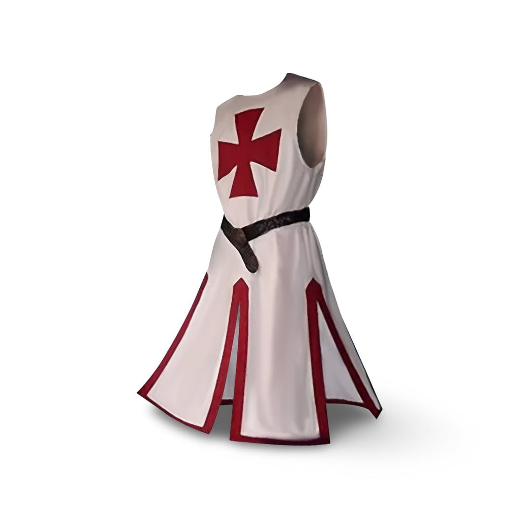 Medieval Knight Costume Tunic with Templar Cross and Hooded Cloak for Cosplay - Image 5