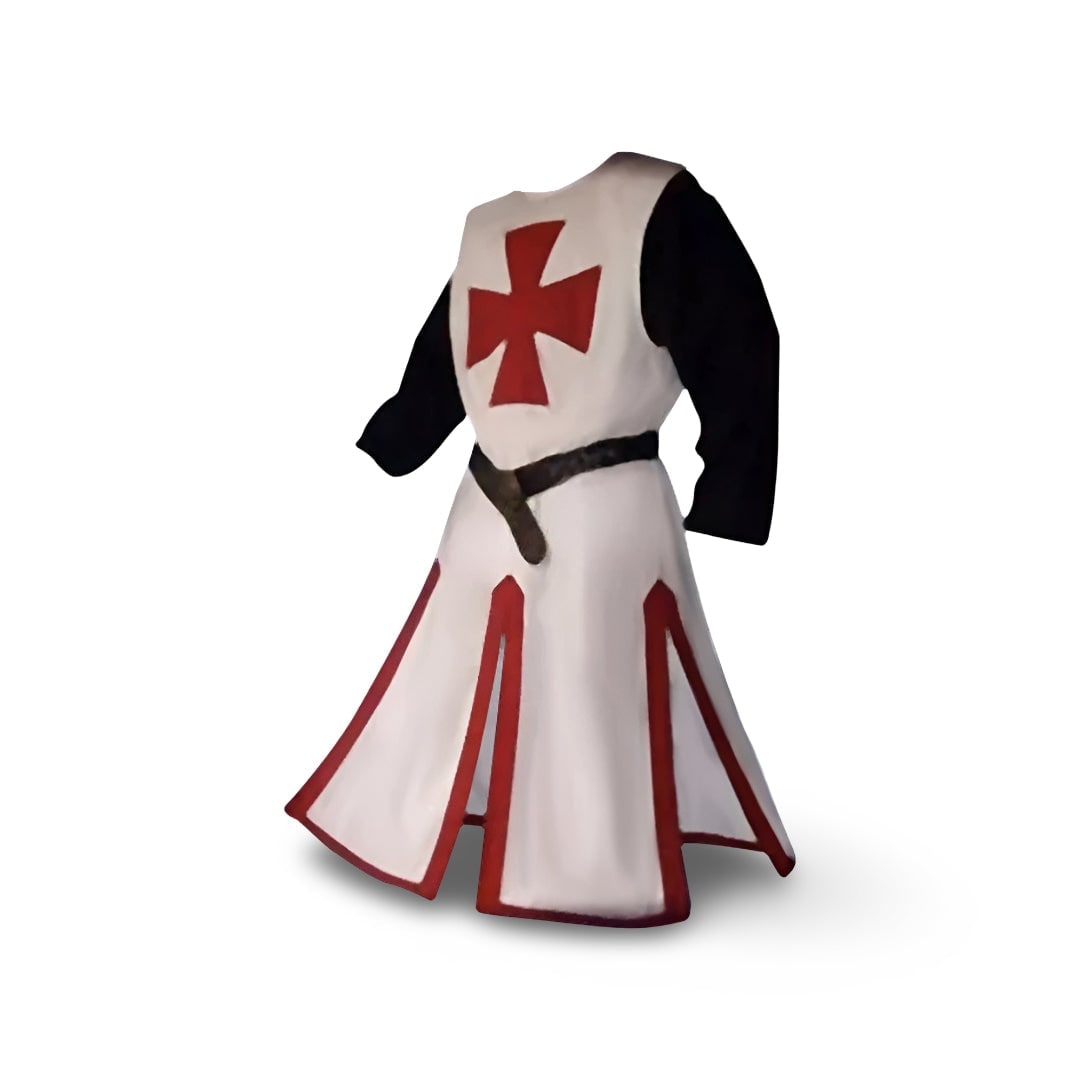 Medieval Knight Costume Tunic with Templar Cross and Hooded Cloak for Cosplay - Image 6