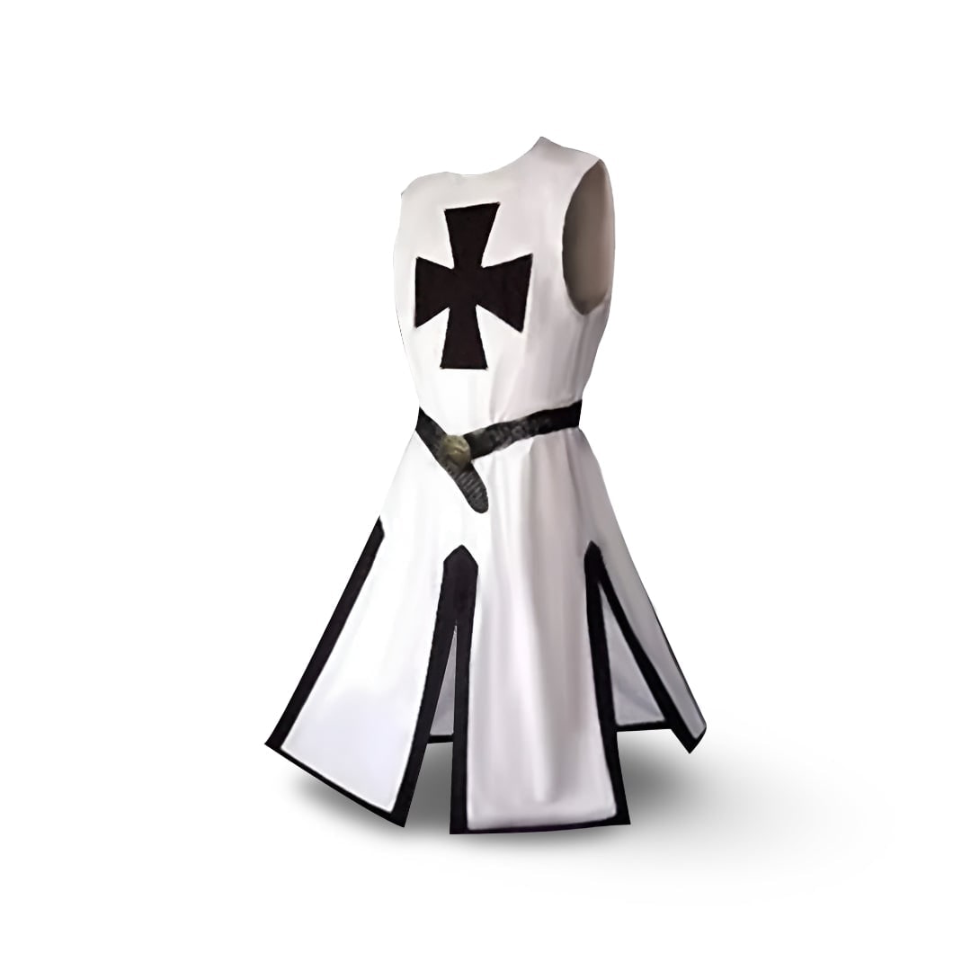 Medieval Knight Costume Tunic with Templar Cross and Hooded Cloak for Cosplay - Image 8