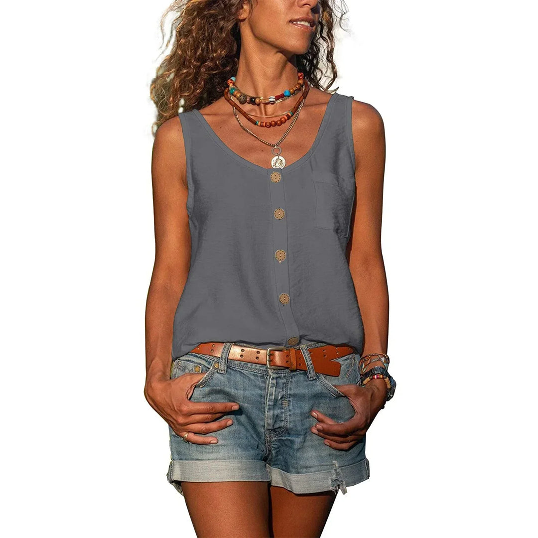 Women's Sleeveless Button Front Top