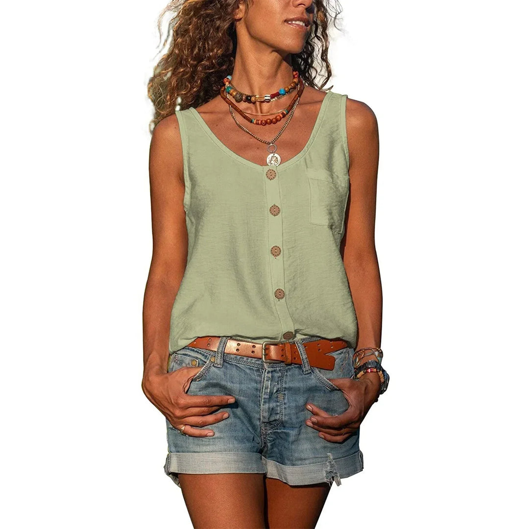 Women's Sleeveless Button Front Top