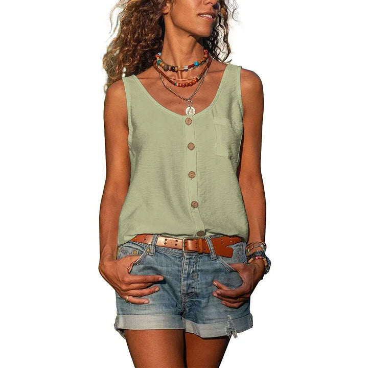 Women's Sleeveless Button Front Top