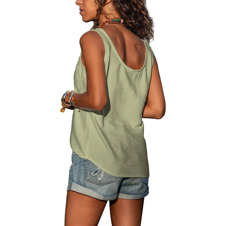 Women's Sleeveless Button Front Top
