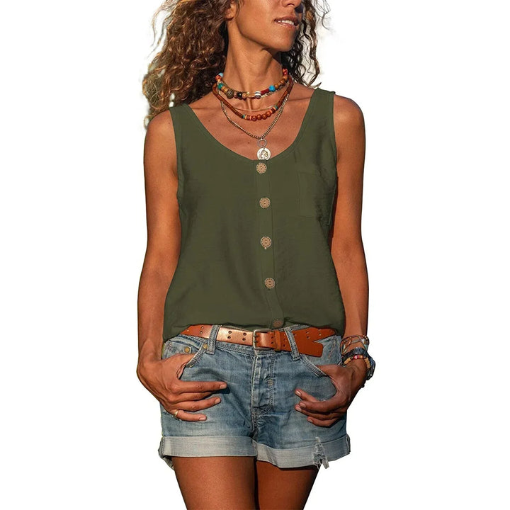 Women's Sleeveless Button Front Top