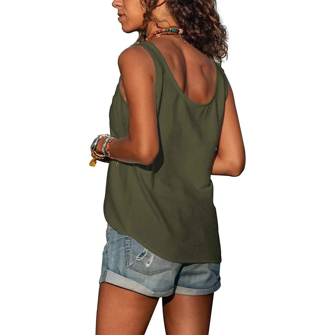 Women's Sleeveless Button Front Top