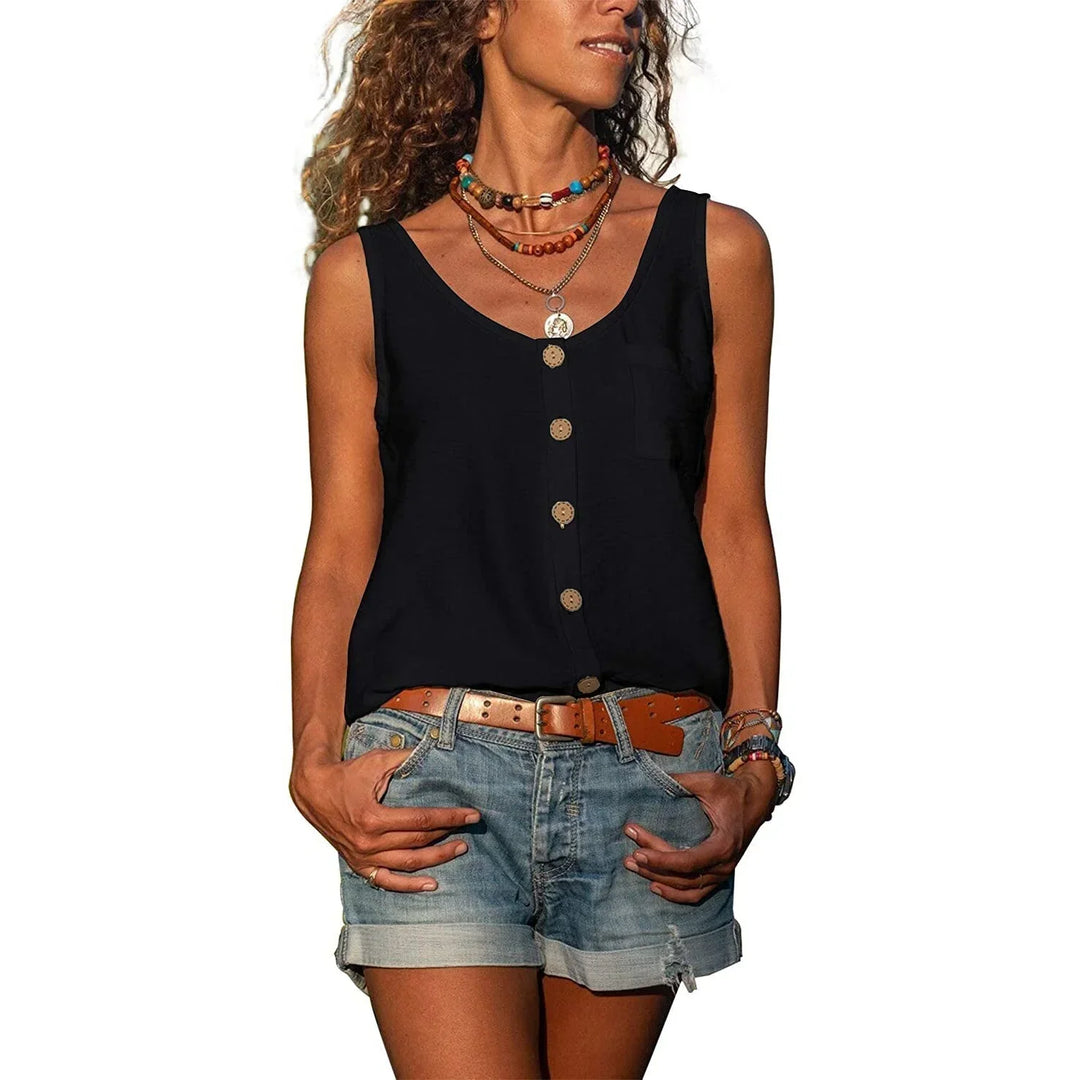 Women's Sleeveless Button Front Top