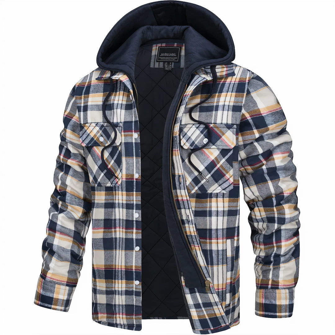 Men's Plaid Hooded Bomber Jacket
