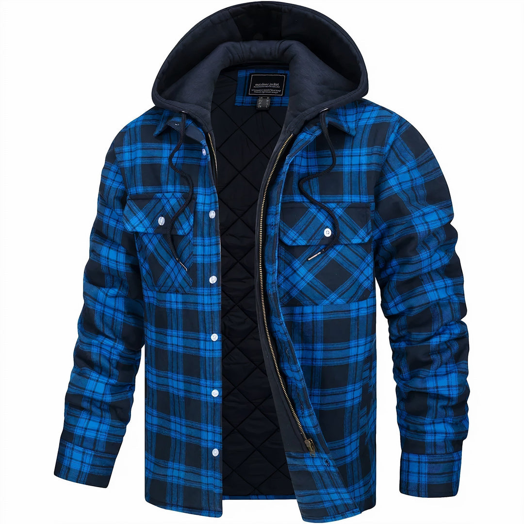 Men's Plaid Hooded Bomber Jacket