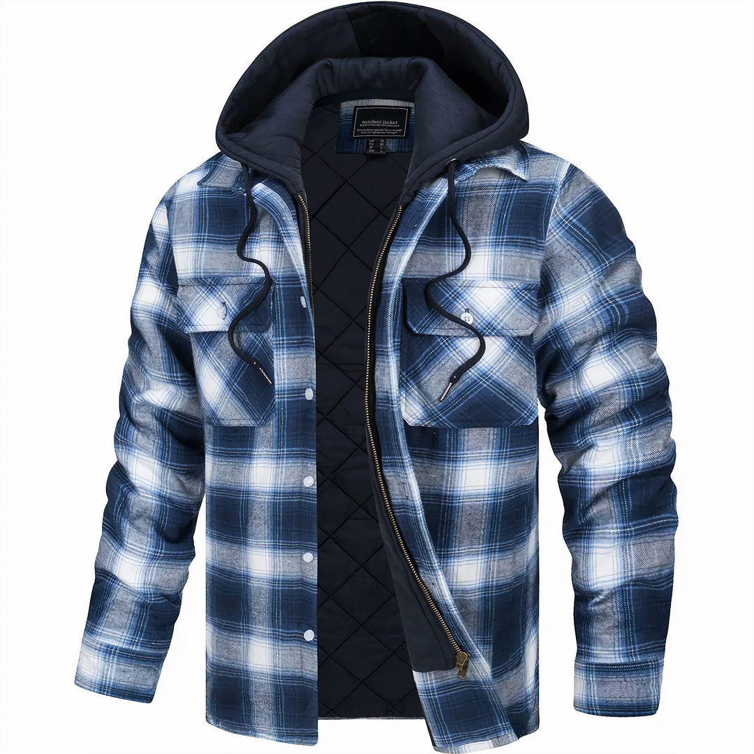 Men's Plaid Hooded Bomber Jacket