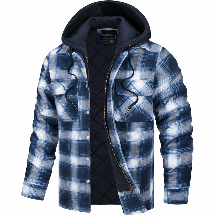 Men's Plaid Hooded Bomber Jacket