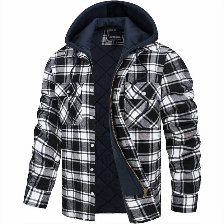 Men's Plaid Hooded Bomber Jacket