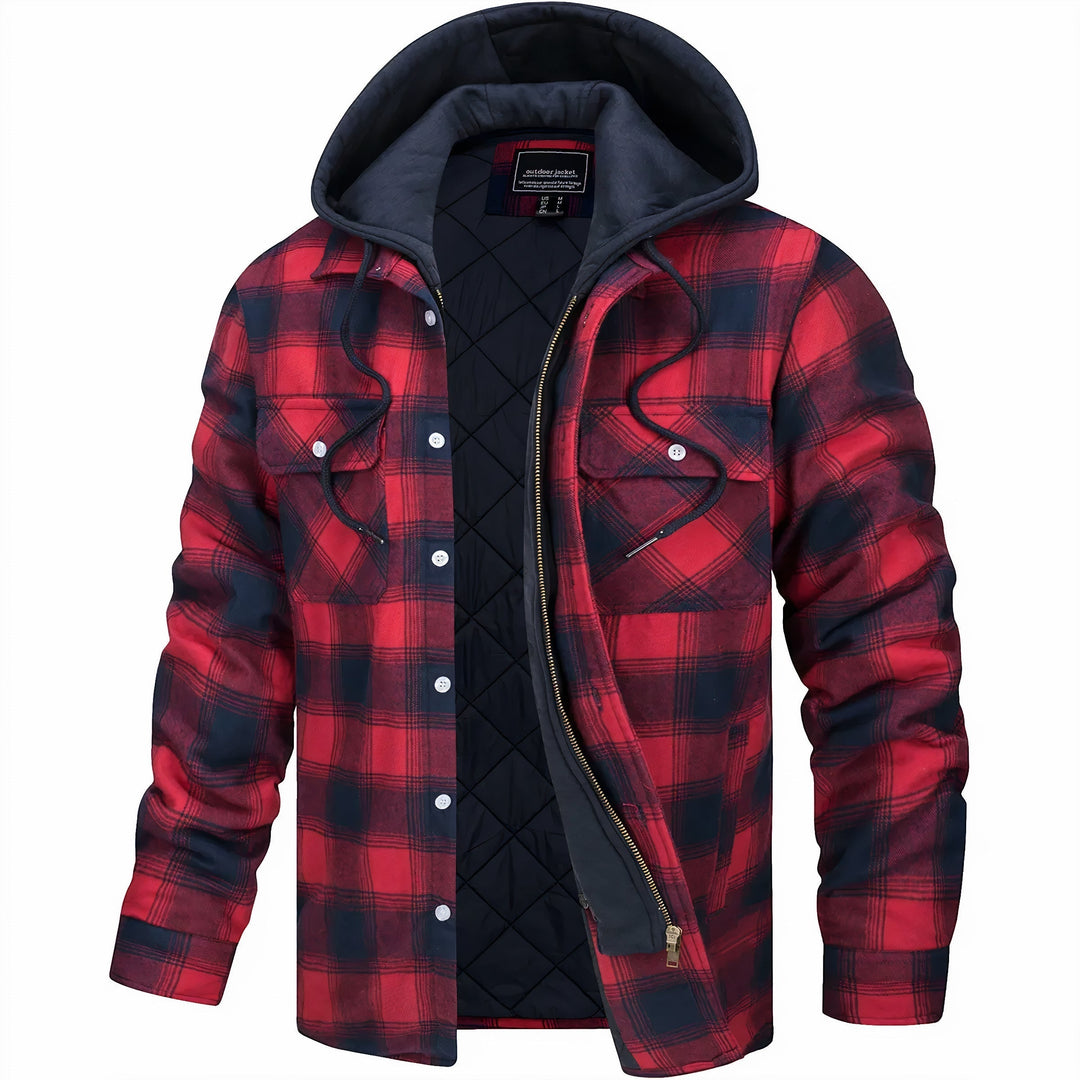 Men's Plaid Hooded Bomber Jacket