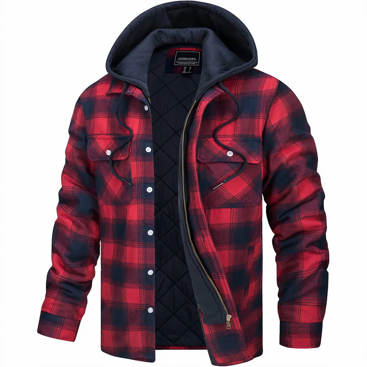 Men's Plaid Hooded Bomber Jacket