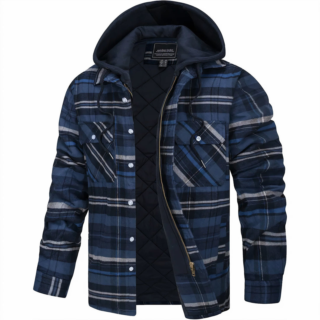 Men's Plaid Hooded Bomber Jacket
