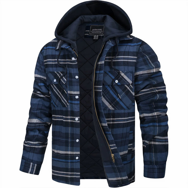 Men's Plaid Hooded Bomber Jacket