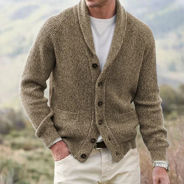 Men's Shawl Collar Button Cardigan