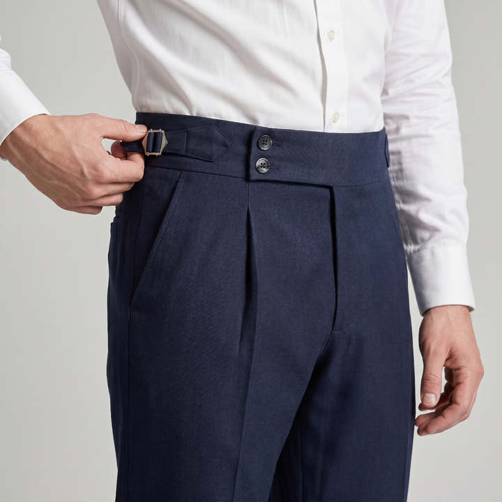 Men's High Waist Double Pleat Trousers