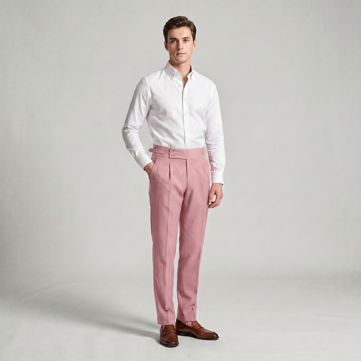 Men's High Waist Double Pleat Trousers