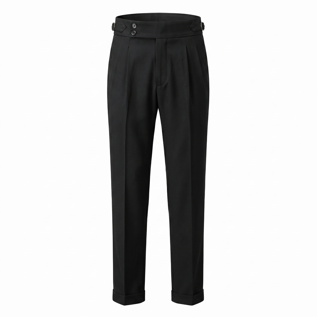 Men's High Waist Double Pleat Trousers
