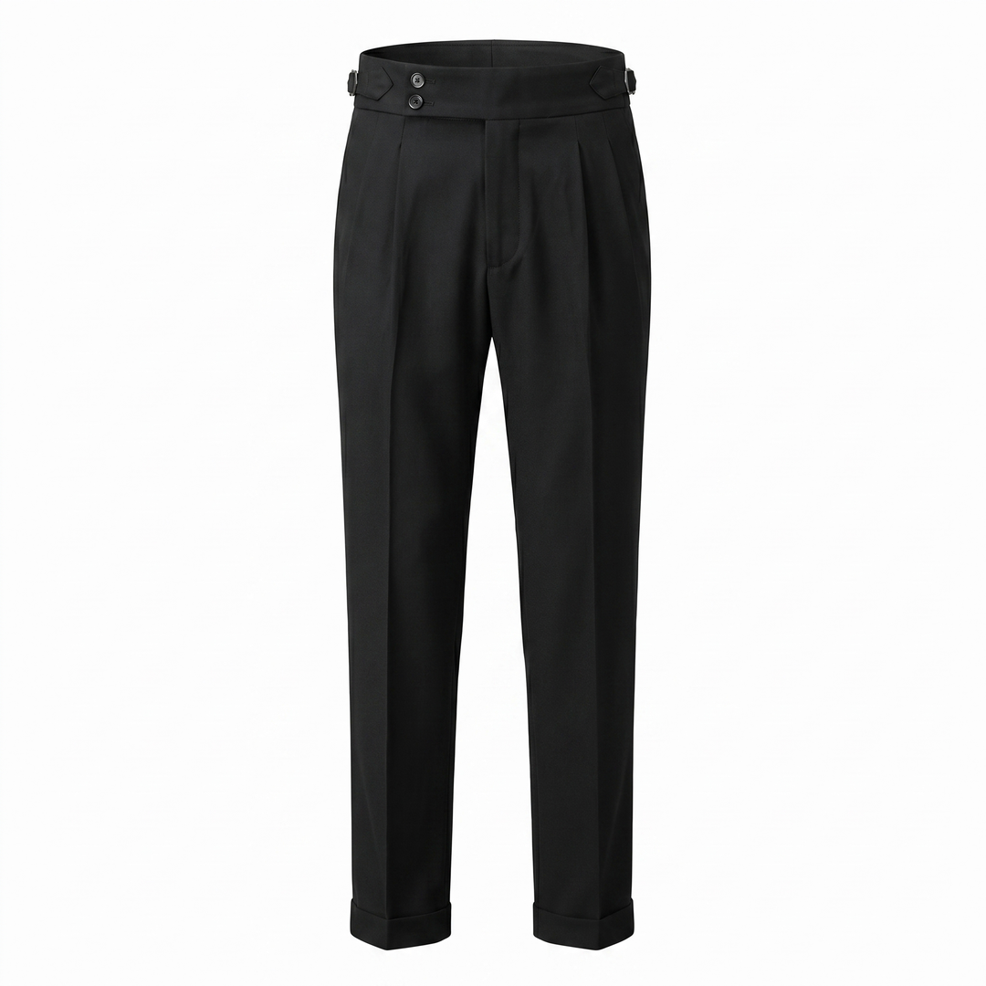 Men's High Waist Double Pleat Trousers
