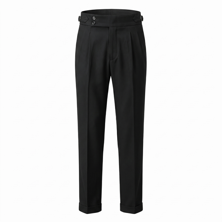 Men's High Waist Double Pleat Trousers
