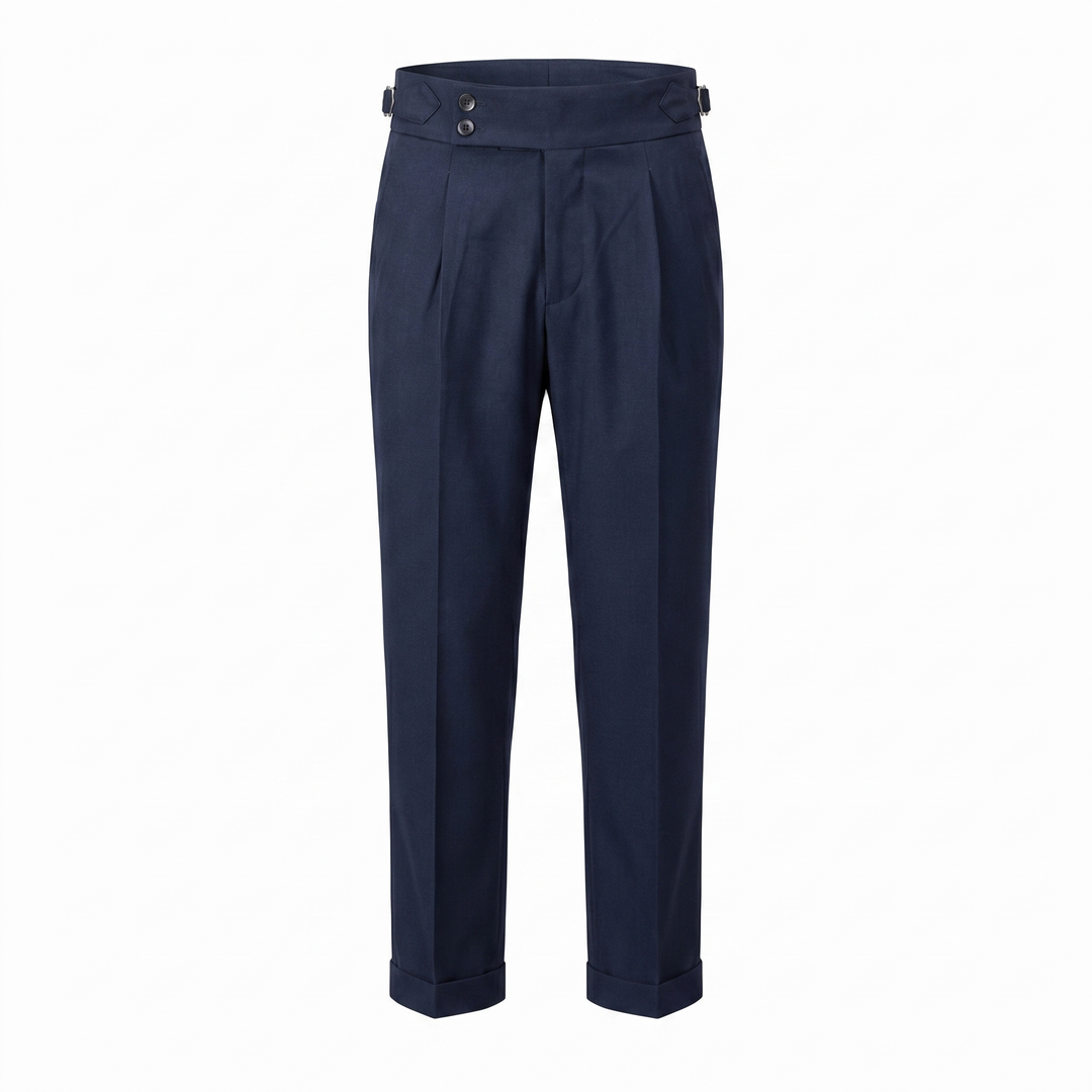 Men's High Waist Double Pleat Trousers