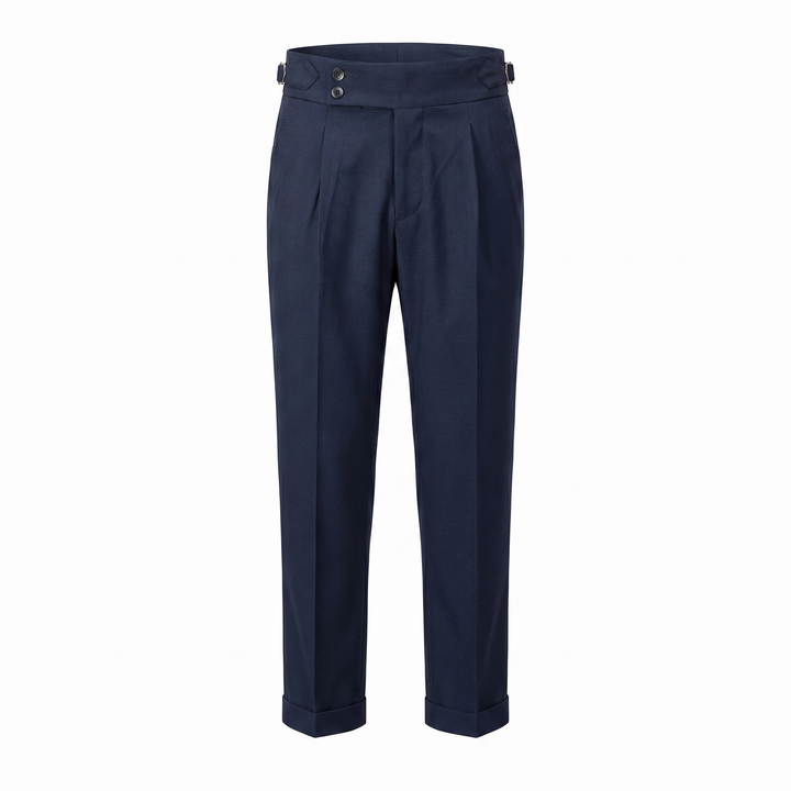 Men's High Waist Double Pleat Trousers