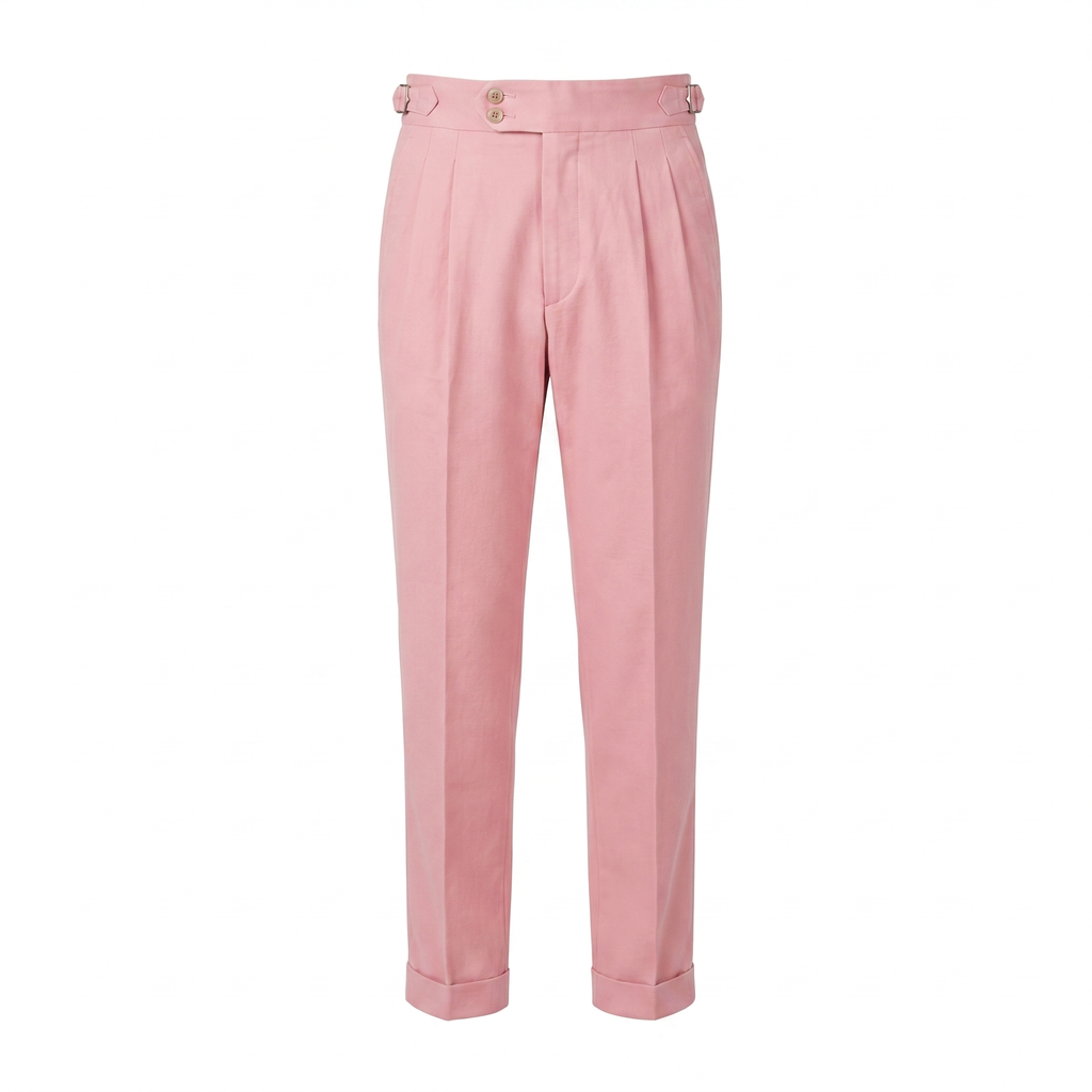 Men's High Waist Double Pleat Trousers