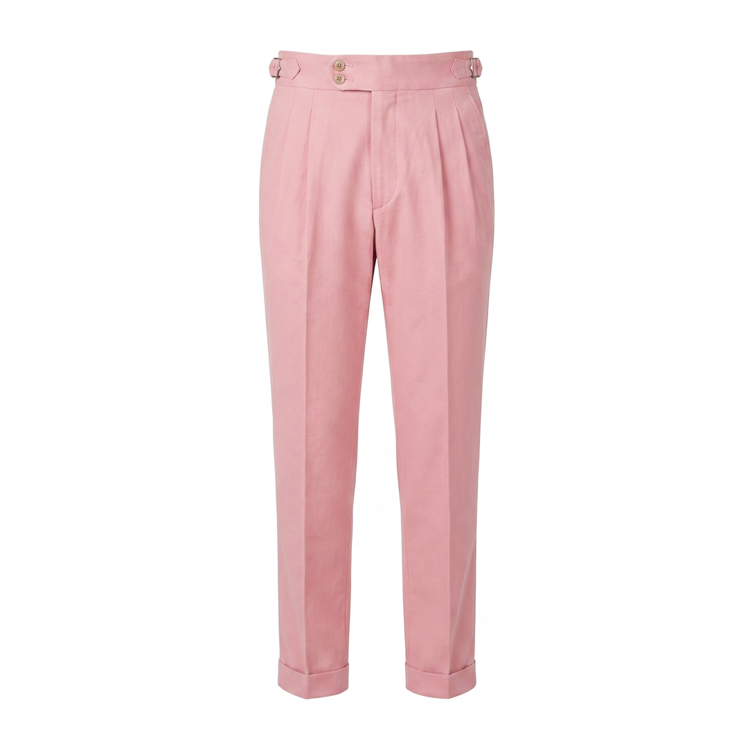 Men's High Waist Double Pleat Trousers